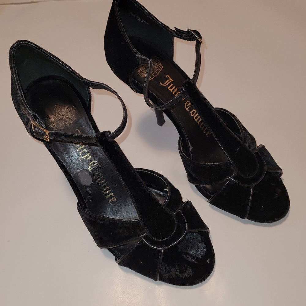 Black velvet heels juicy couture